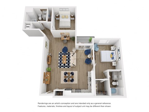 2 bed 2 bath F floor plan at Aston at Gateway, El Monte California